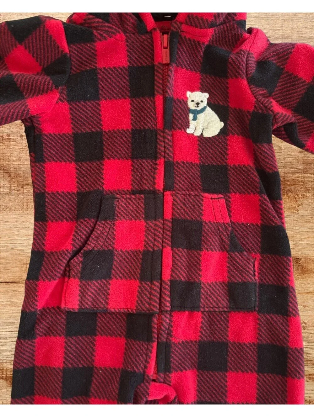 Just One You Carter's Buffalo Plaid Hooded Jumper 3 Months Red Black